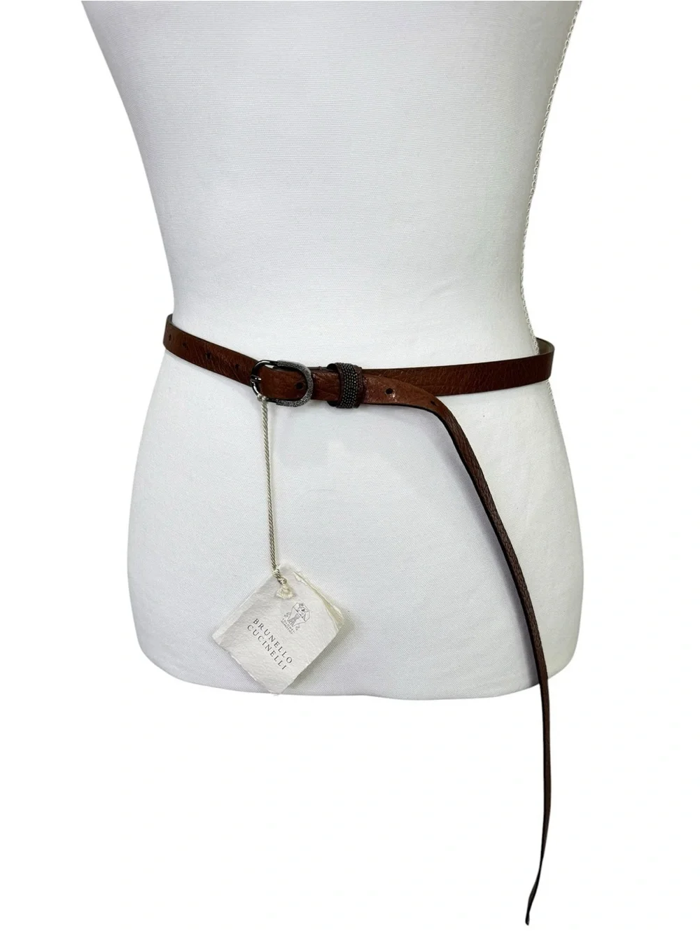 NEW Brunello Cucinelli Thin Leather Belt Brown Size Small